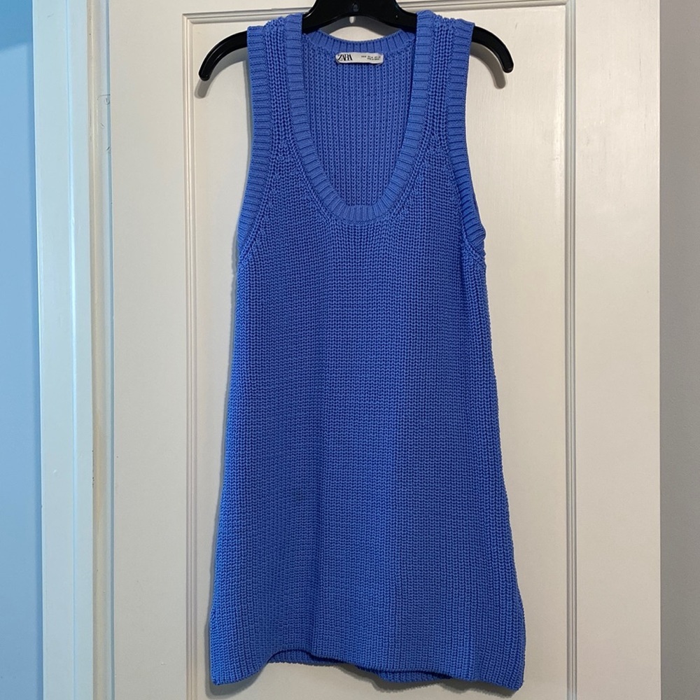 Zara Knit Periwinkle Sweater Vest Dress Size M